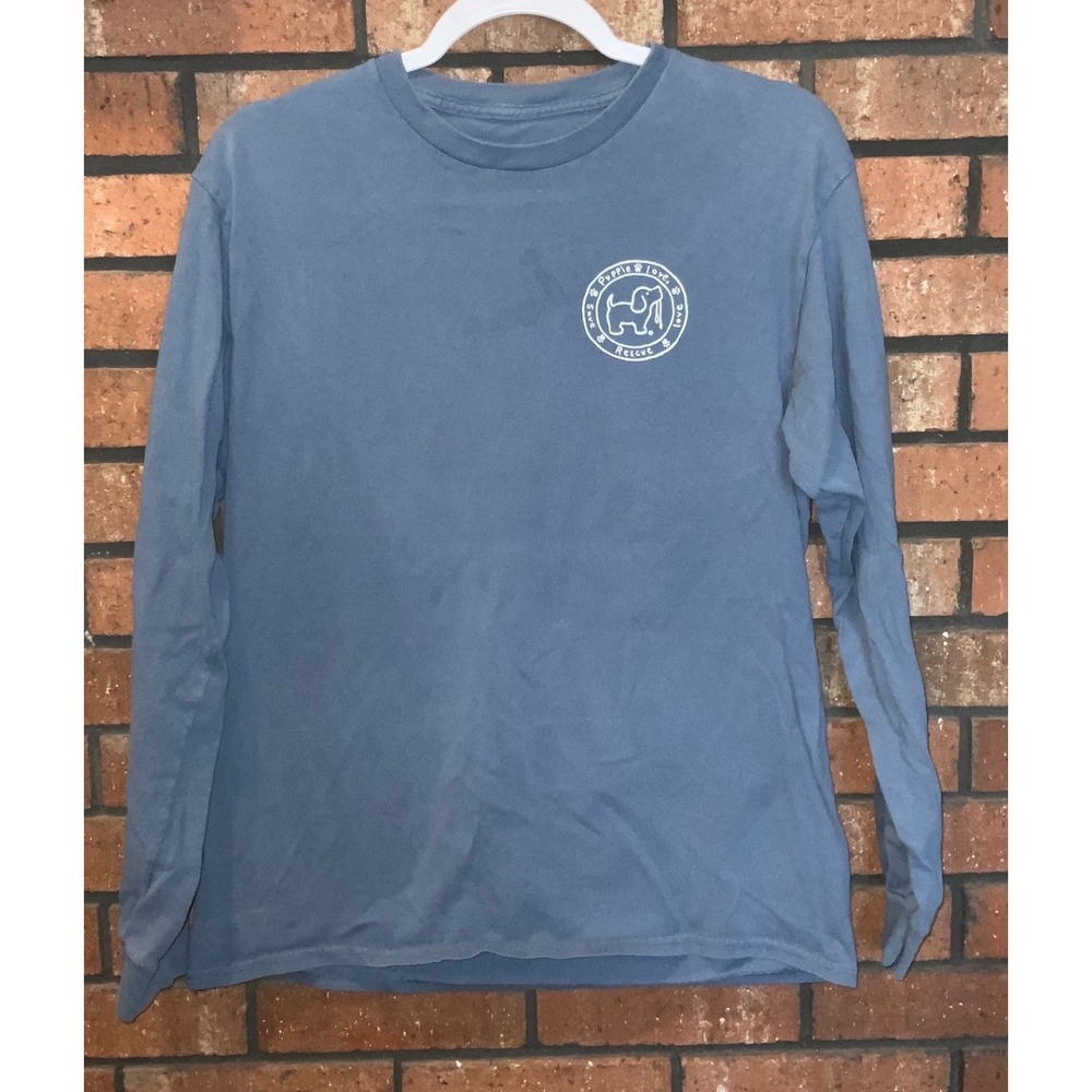 Puppie Love Dog Rescue Apple Cider Fall‎ Graphic Long Sleeve Shirt Blue M